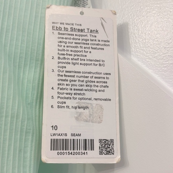 NWT Lululemon Ebb To Street Tank Top In Sea Mist Size 10 - Picture 4 of 5